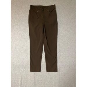 Nina Mclemore Pants Womens 4 Brown Tapered‎ Leg Stretch Mid Rise